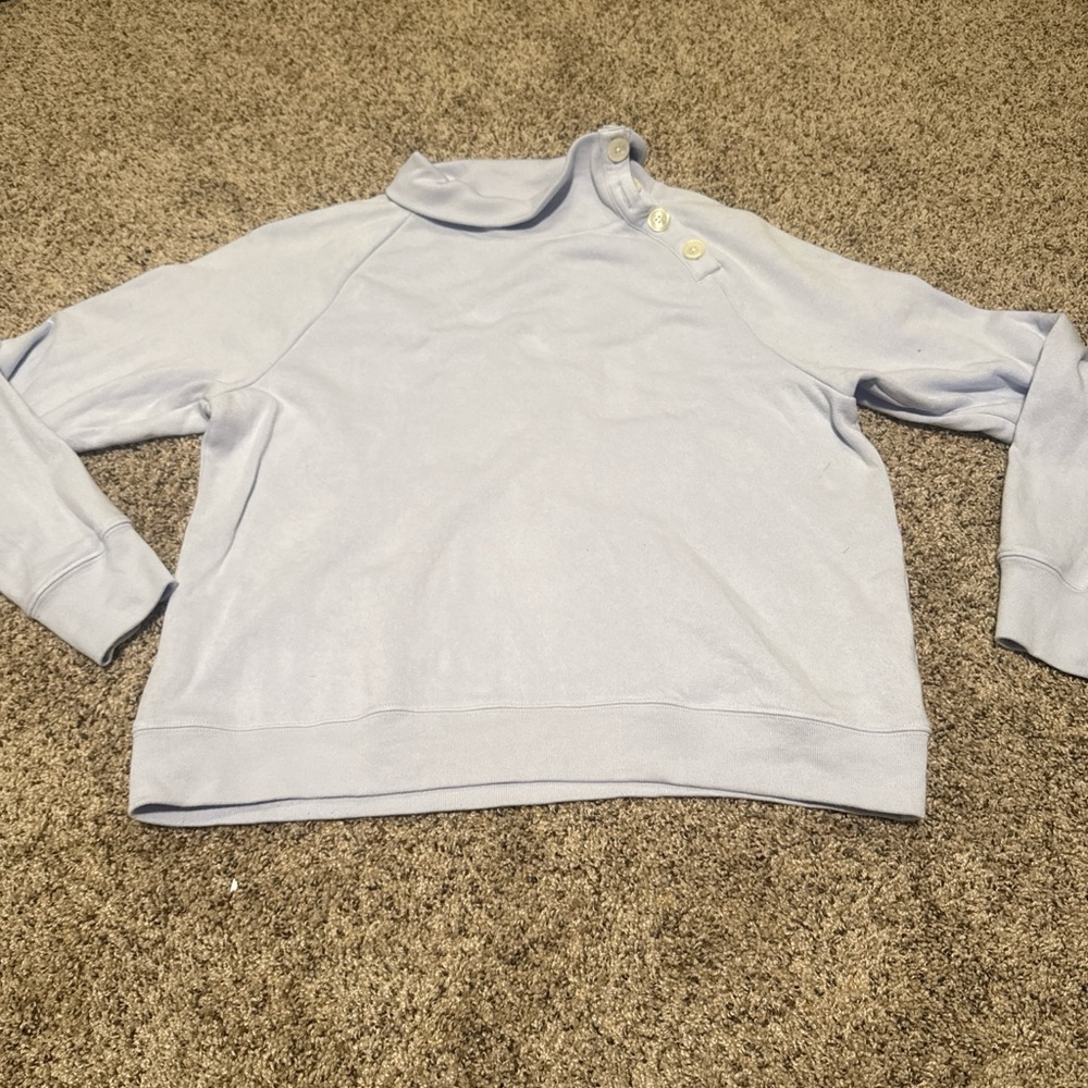J. Crew Sky Blue Buttoned Collar Sweatshirt
